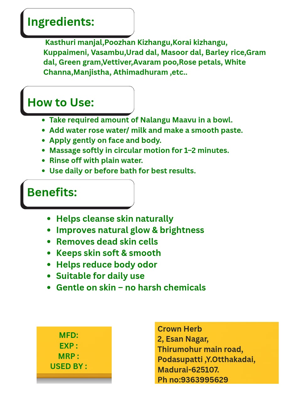 Herbal Bath Powder (Nalangu Maavu) - Image 2